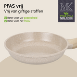 Koekenpan - Keramische coating - PFAS-vrij - Beige