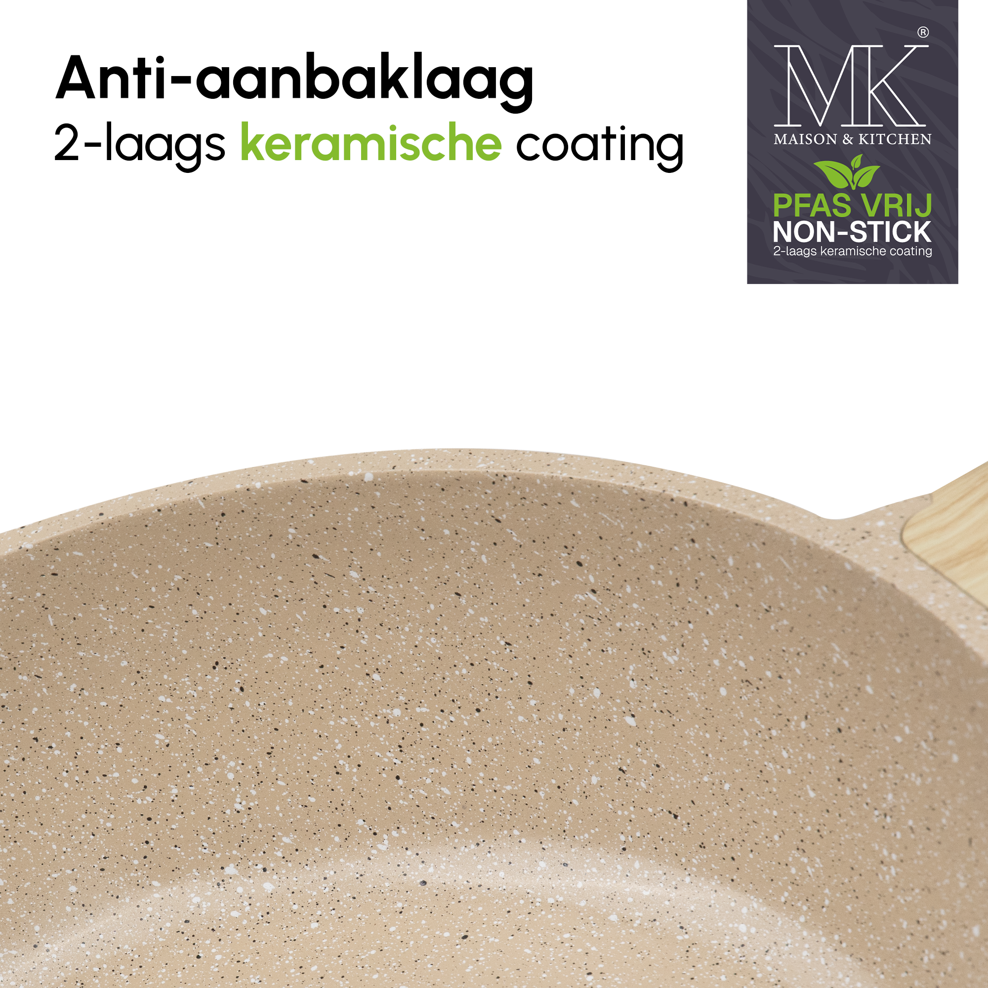 Bratpfanne – Keramikbeschichtung – PFAS-frei – Beige