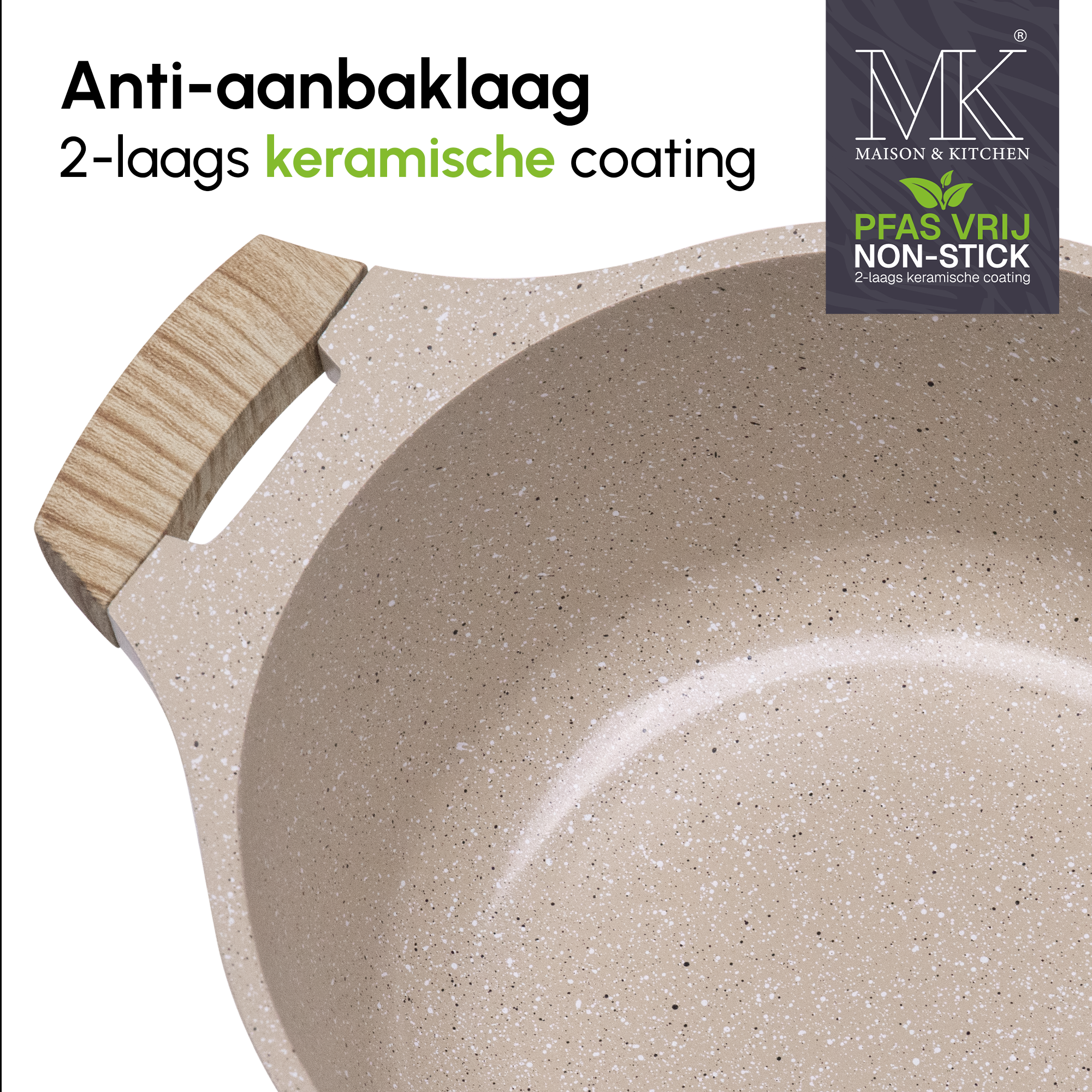 Casserole - Keramische coating - 28 cm - PFAS-vrij - Beige