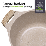 Casserole - Keramische coating - 28 cm - PFAS-vrij - Beige