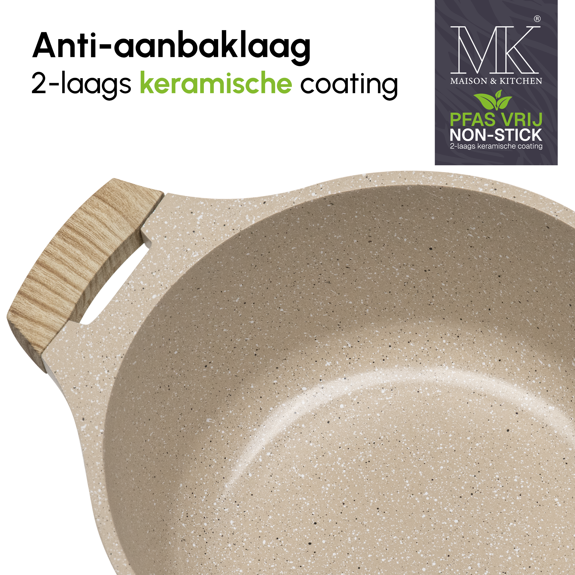 Kochgeschirrset - 16-teilig - Mit Dampfpfanne - PFAS-frei - Beige