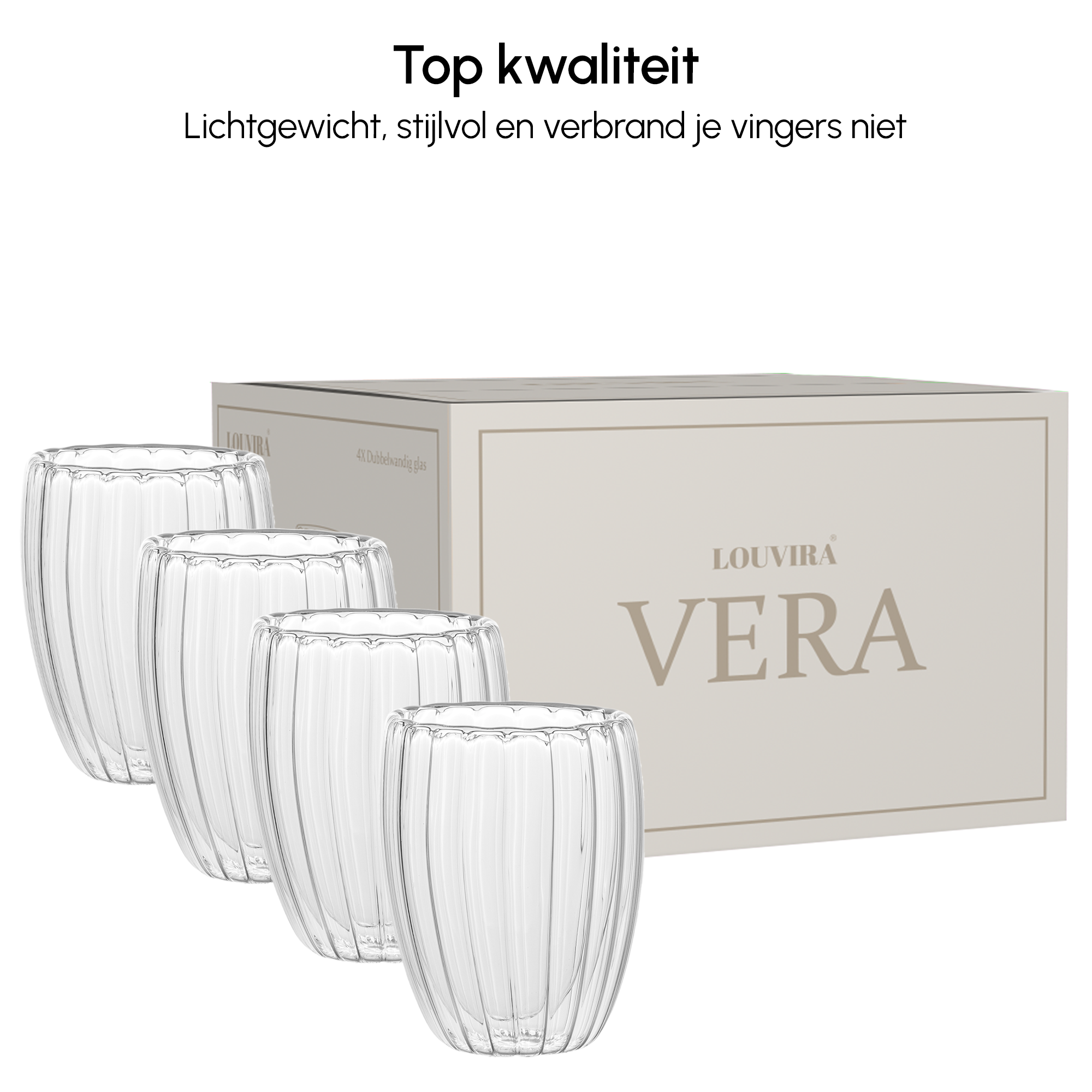 Louvira Vera Dubbelwandige Glazen – 350ML (Set van 4)