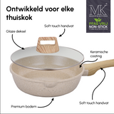 Fry pan - Wokpan - Keramische coating - 28 cm - PFAS-vrij - Beige