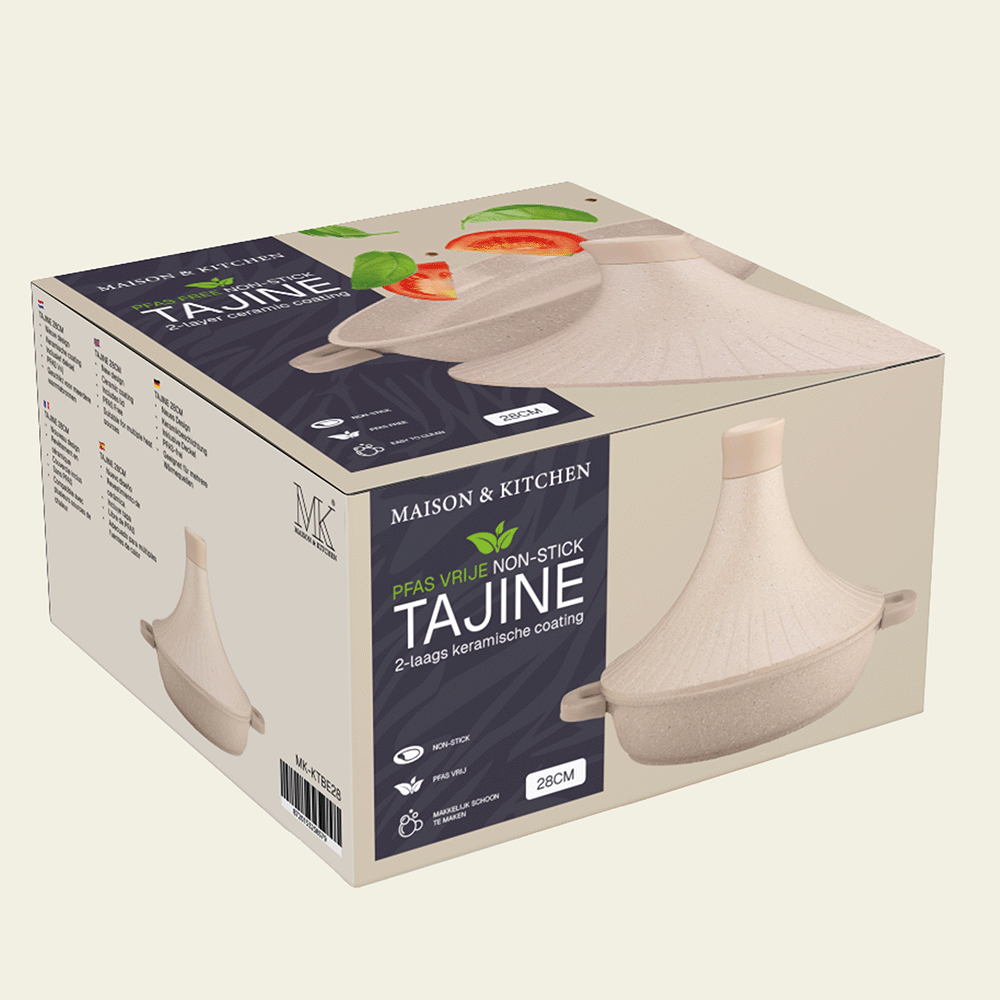 Vorbestellung – Tajine – Keramikbeschichtung – 28 cm – PFAS-frei – Beige